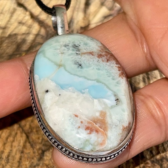 Dominican Republic Caribbean Larimar Pendant 2” - Picture 8 of 16